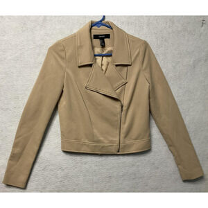 Forever 21 Jacket Womens Small Moto Biker Asymmetrical Zip Lined Faux Leather